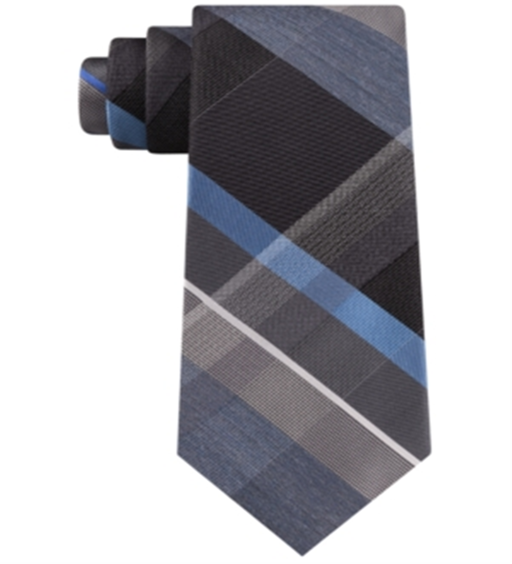 Gravata xadrez masculina Kenneth Cole Reaction Crosswalk cinza, tamanho único