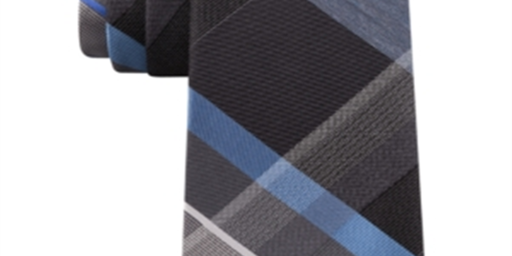 Gravata xadrez masculina Kenneth Cole Reaction Crosswalk cinza, tamanho único