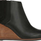 Botas femininas Dr. Scholl's com remendo de tecido e bico fechado, tamanho 9,5M, pretas