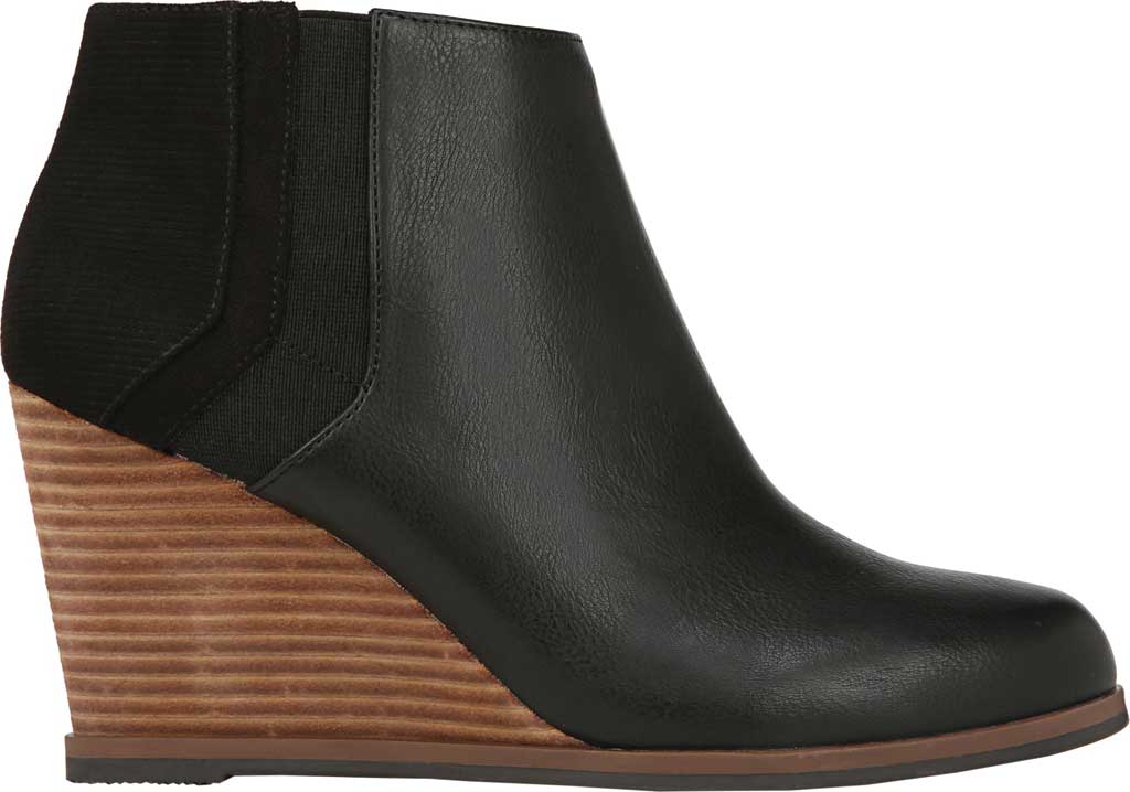 Botas femininas Dr. Scholl's com remendo de tecido e bico fechado, tamanho 9,5M, pretas