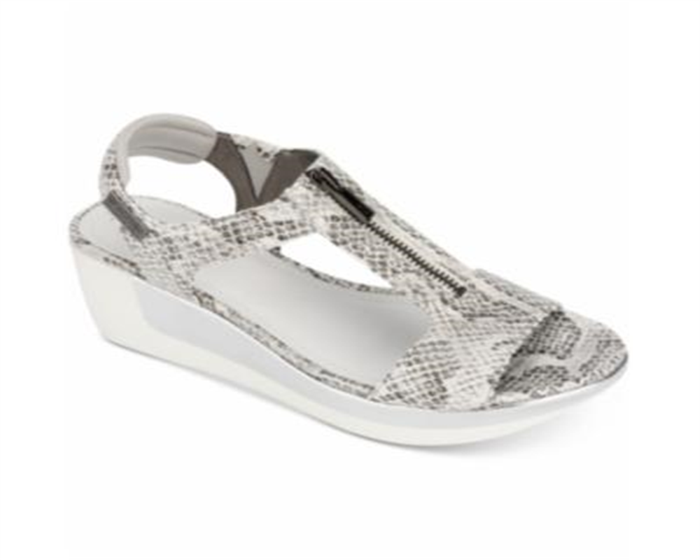 Sandálias femininas Kenneth Cole Reaction Pepea com zíper e salto plataforma, brancas, tamanho 5 M