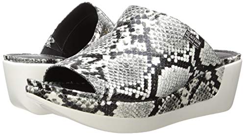 Sandálias femininas Kenneth Cole Reaction Pepea com estampa de cobra, brancas, tamanho 10 M