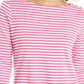 Camiseta feminina listrada de algodão Supima Charter Club, rosa, tamanho grande