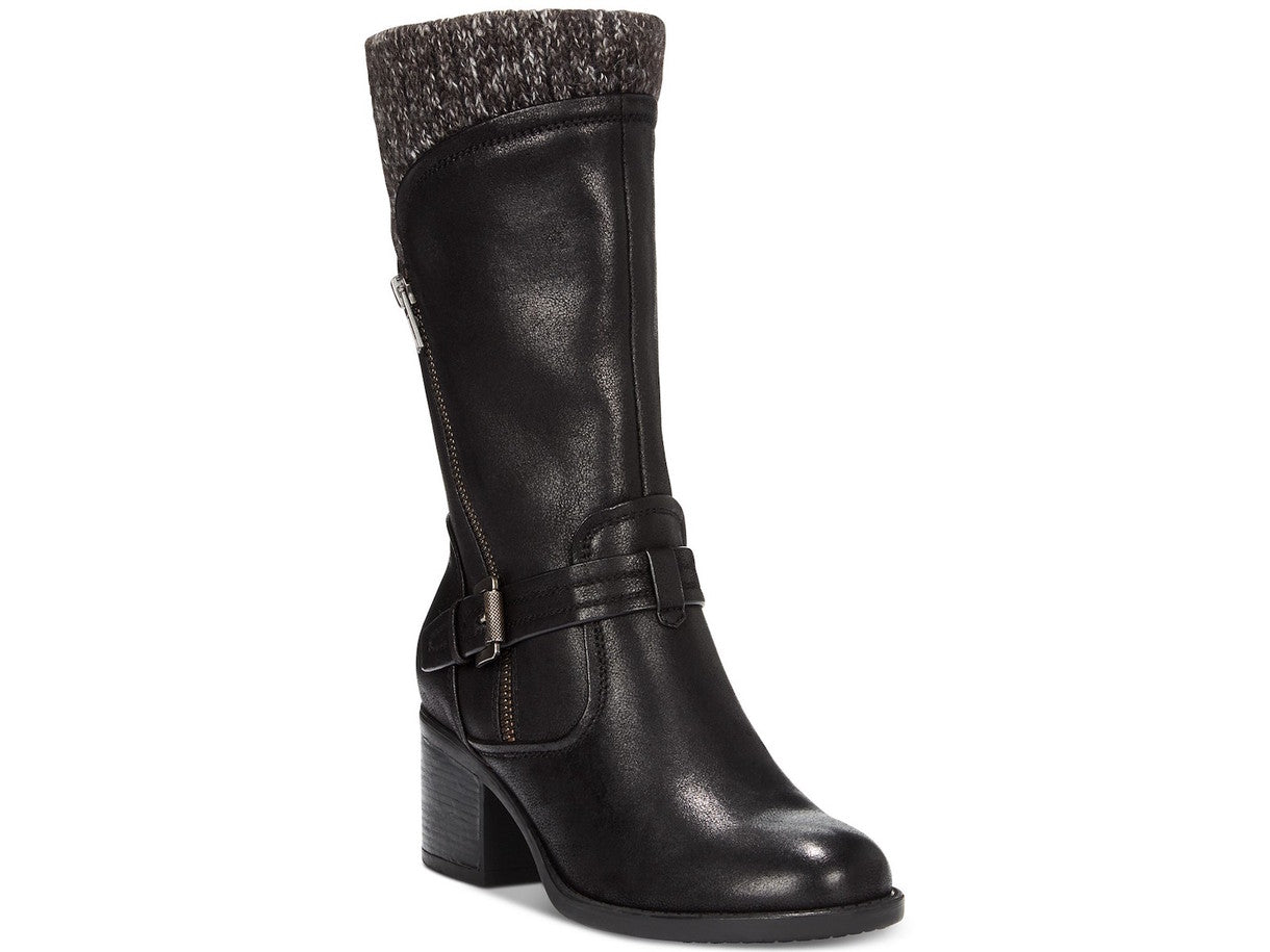 Botas femininas de couro sintético Weslin de cano médio Bare Traps, pretas, tamanho 11 M