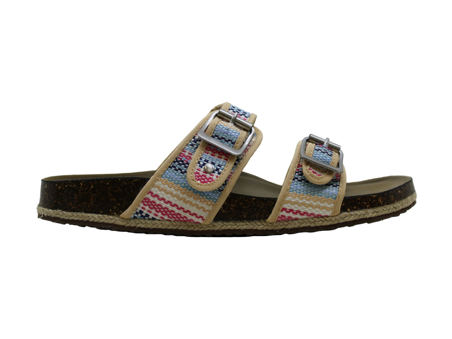 Sandálias femininas Madden Girl Bundles com bico aberto e slide casual, azul, tamanho 8,5 M