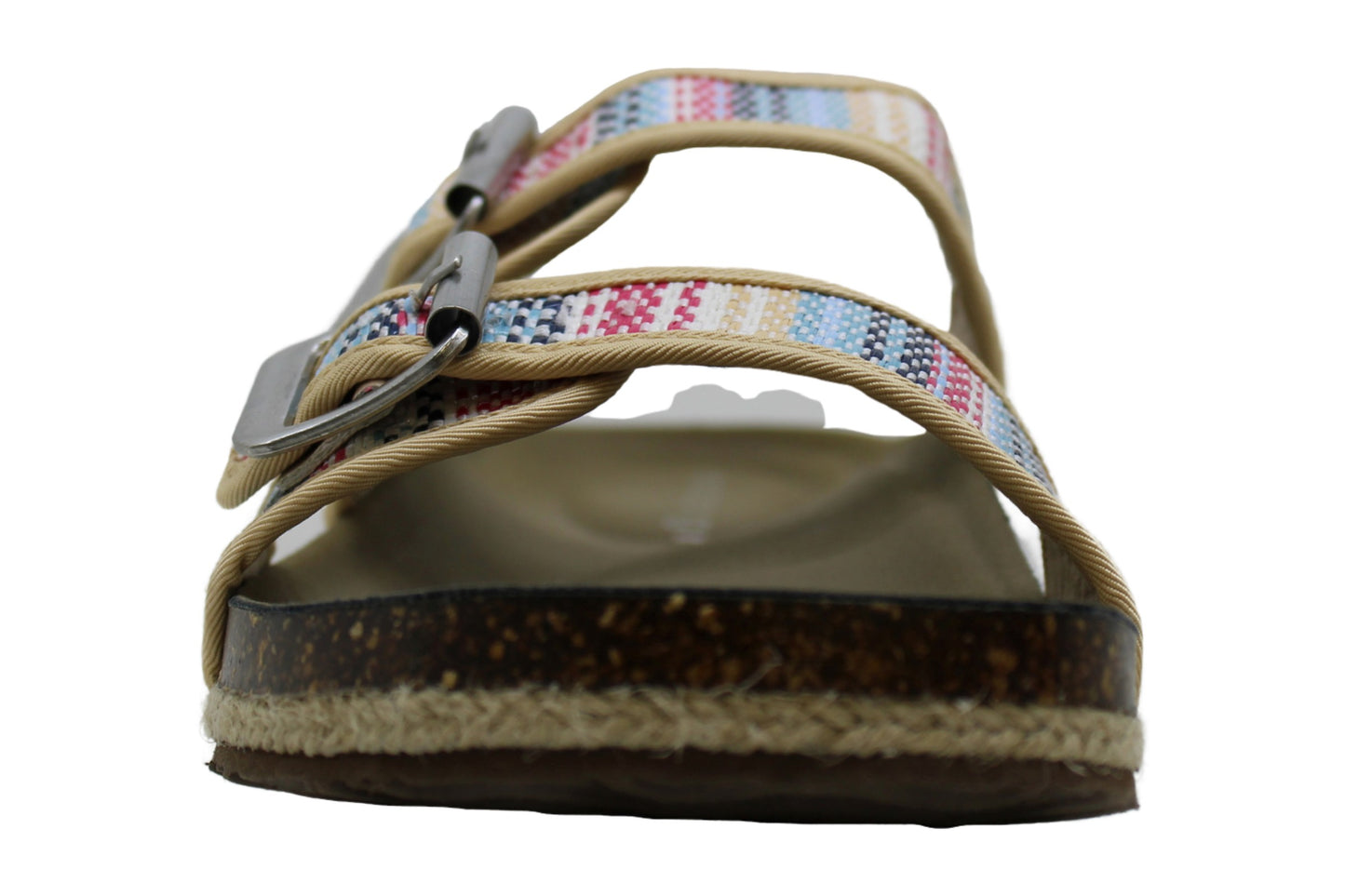 Sandálias femininas Madden Girl Bundles com bico aberto e slide casual, azul, tamanho 8,5 M