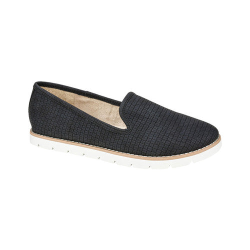Sapatilhas femininas White Mountain Denny Smoking Flat Black, tamanho 8,5 M