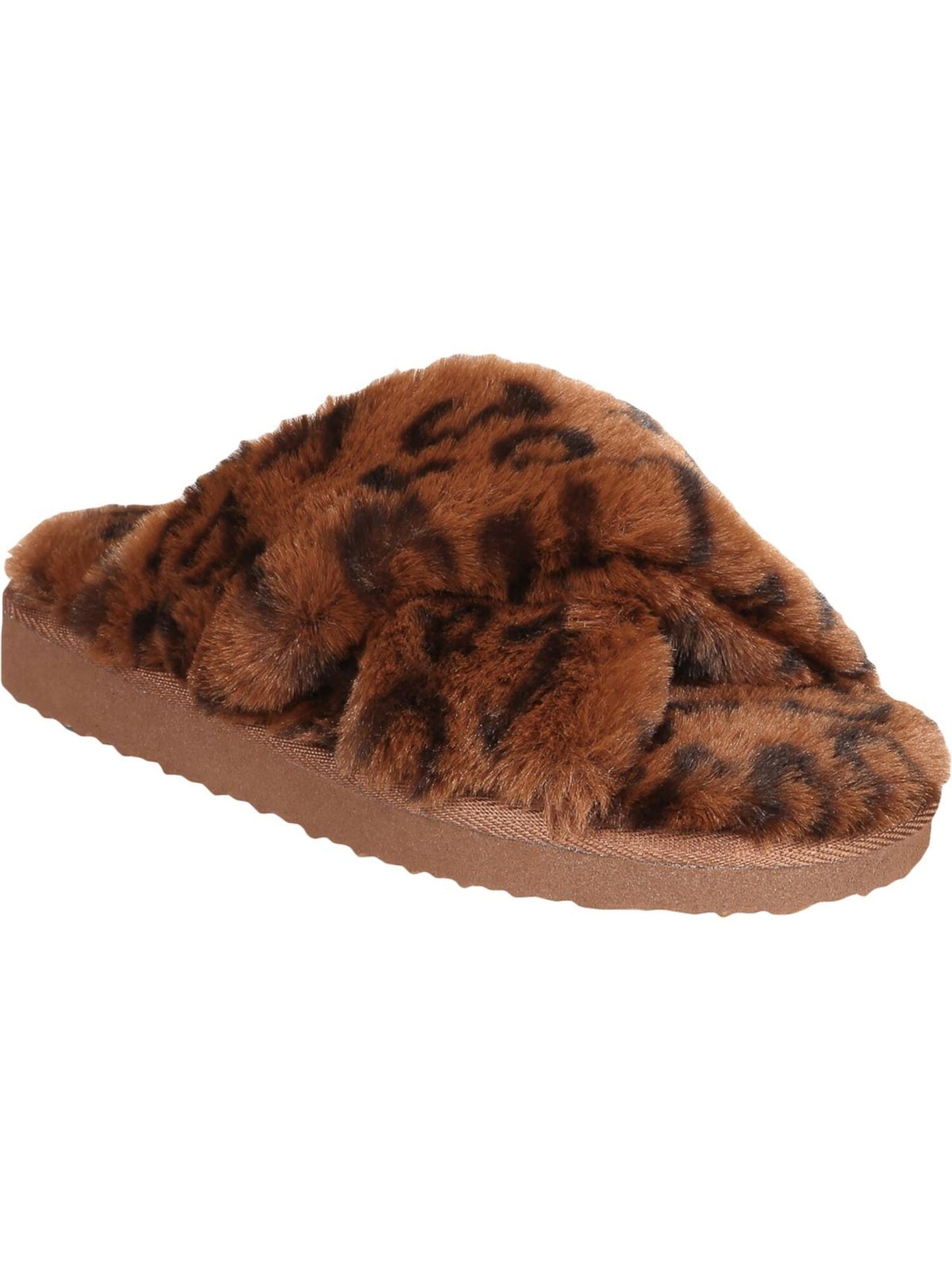 INC International Concepts feminino com estampa animal 0,5 e acabamento em pele Yayla, bico redondo, pantufa plataforma, marrom, tamanho 5 M