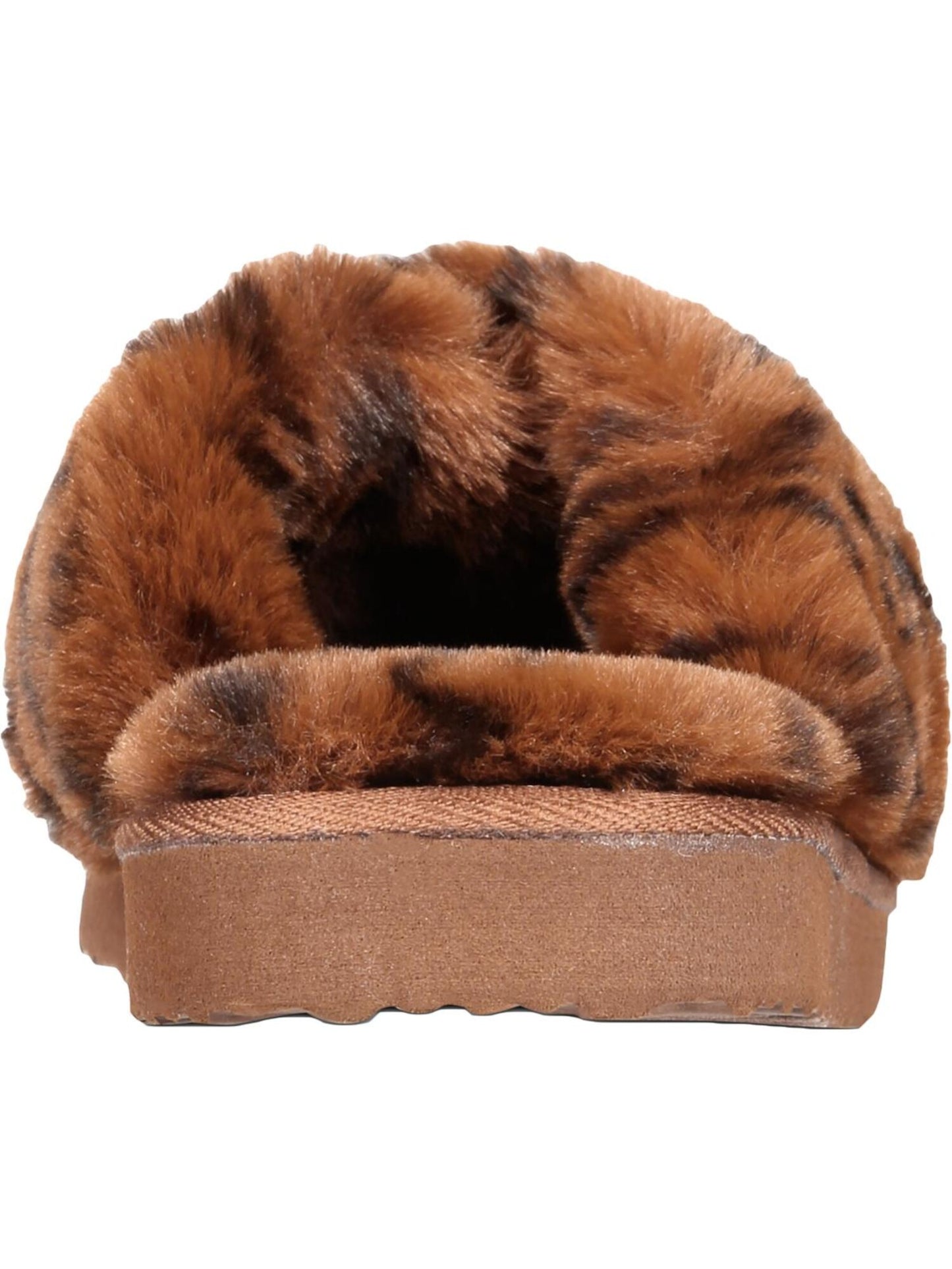 INC International Concepts feminino com estampa animal 0,5 e acabamento em pele Yayla, bico redondo, pantufa plataforma, marrom, tamanho 5 M