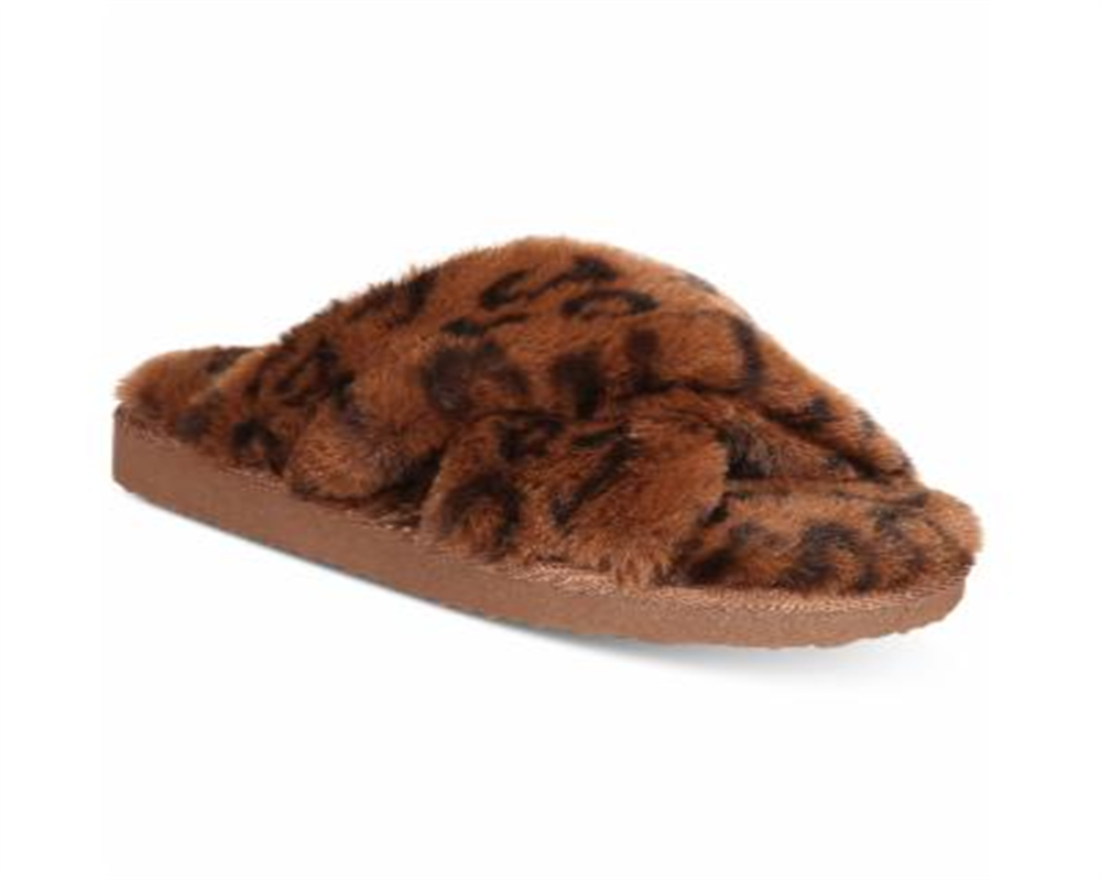 INC International Concepts feminino com estampa animal 0,5 e acabamento em pele Yayla, bico redondo, pantufa plataforma, marrom, tamanho 5 M