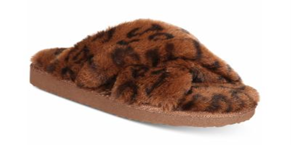INC International Concepts feminino com estampa animal 0,5 e acabamento em pele Yayla, bico redondo, pantufa plataforma, marrom, tamanho 5 M