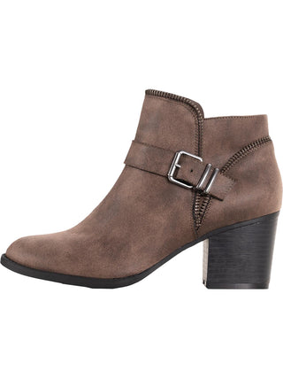 Botas femininas American Rag com zíper e fivela Accent Comfort Milly, bico redondo, salto bloco, marrom, tamanho 10 M