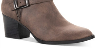 Botas femininas American Rag com zíper e fivela Accent Comfort Milly, bico redondo, salto bloco, marrom, tamanho 10 M