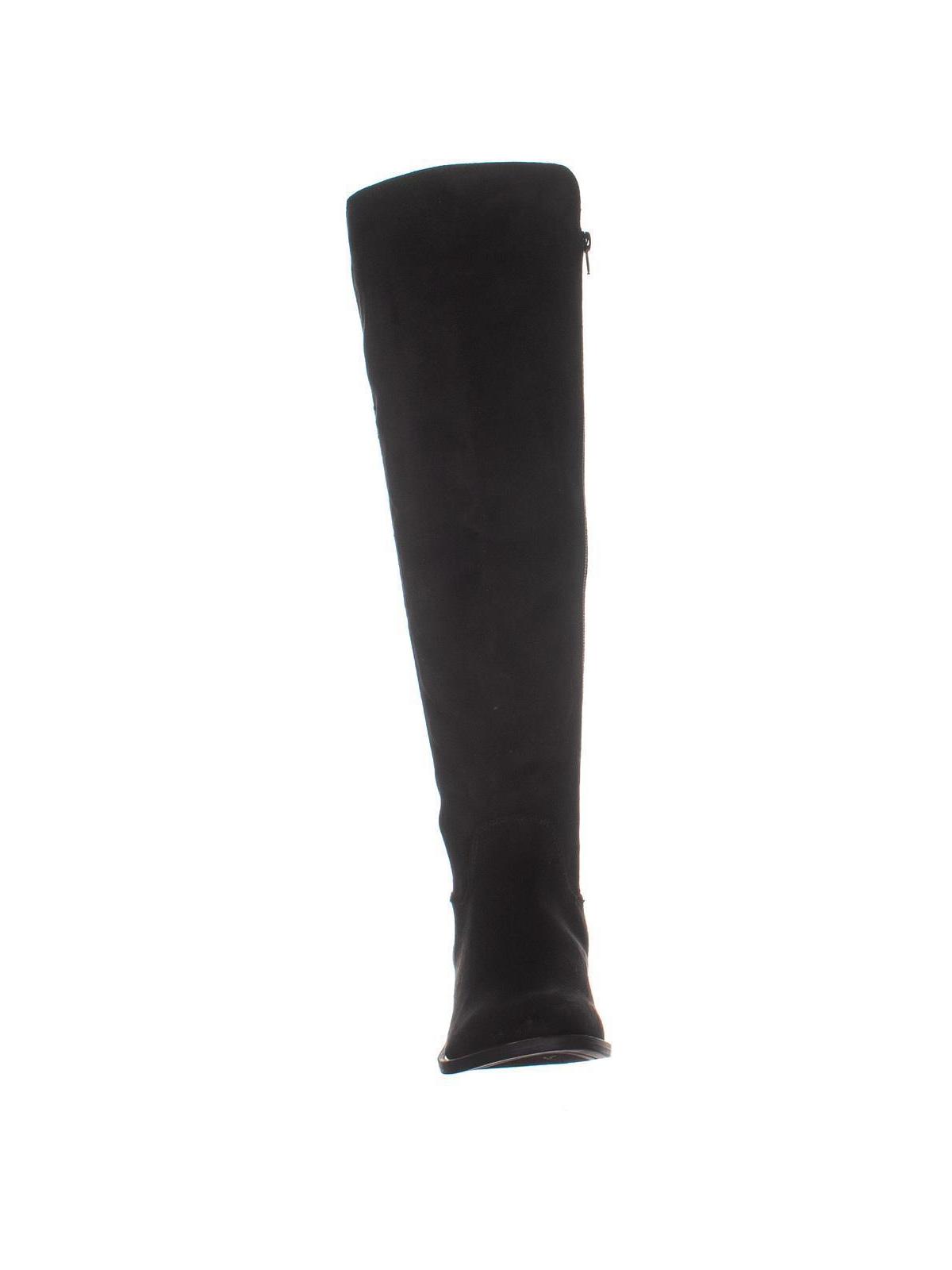 Botas de montaria femininas Material Girl Darcell bico redondo acima do joelho, pretas, tamanho 9,5 m