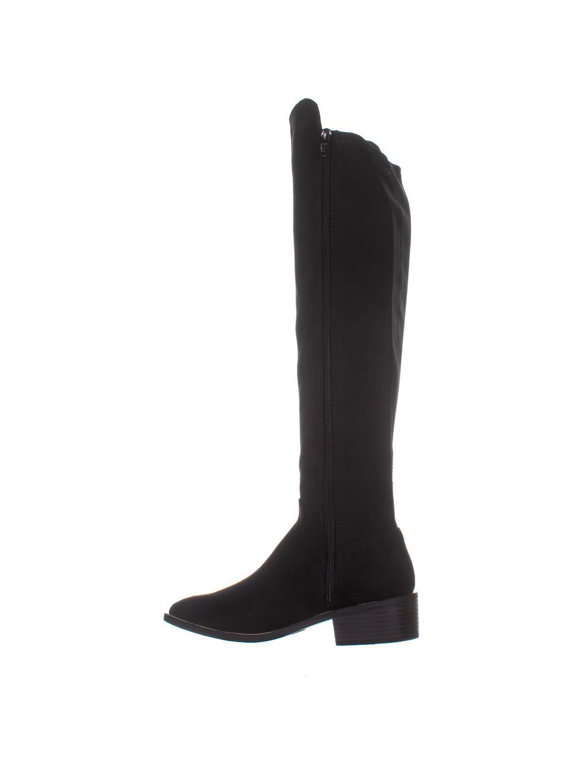 Botas de montaria femininas Material Girl Darcell bico redondo acima do joelho, pretas, tamanho 9,5 m