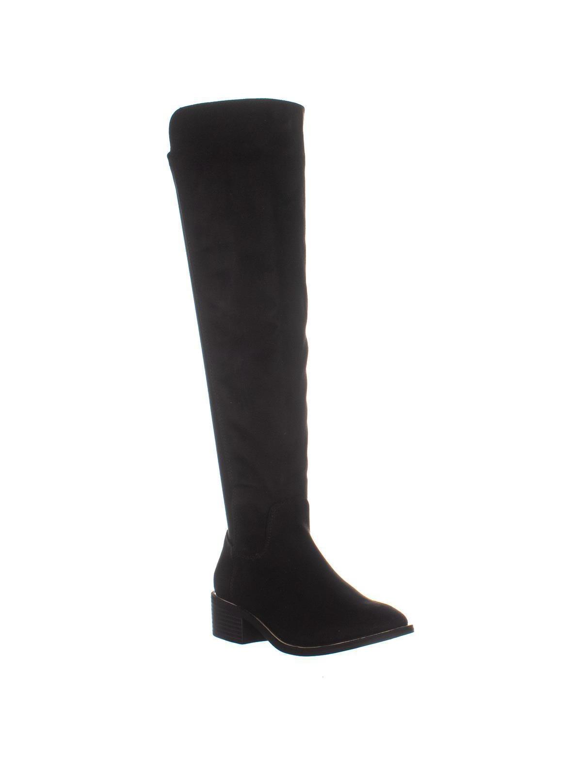 Botas de montaria femininas Material Girl Darcell bico redondo acima do joelho, pretas, tamanho 9,5 m