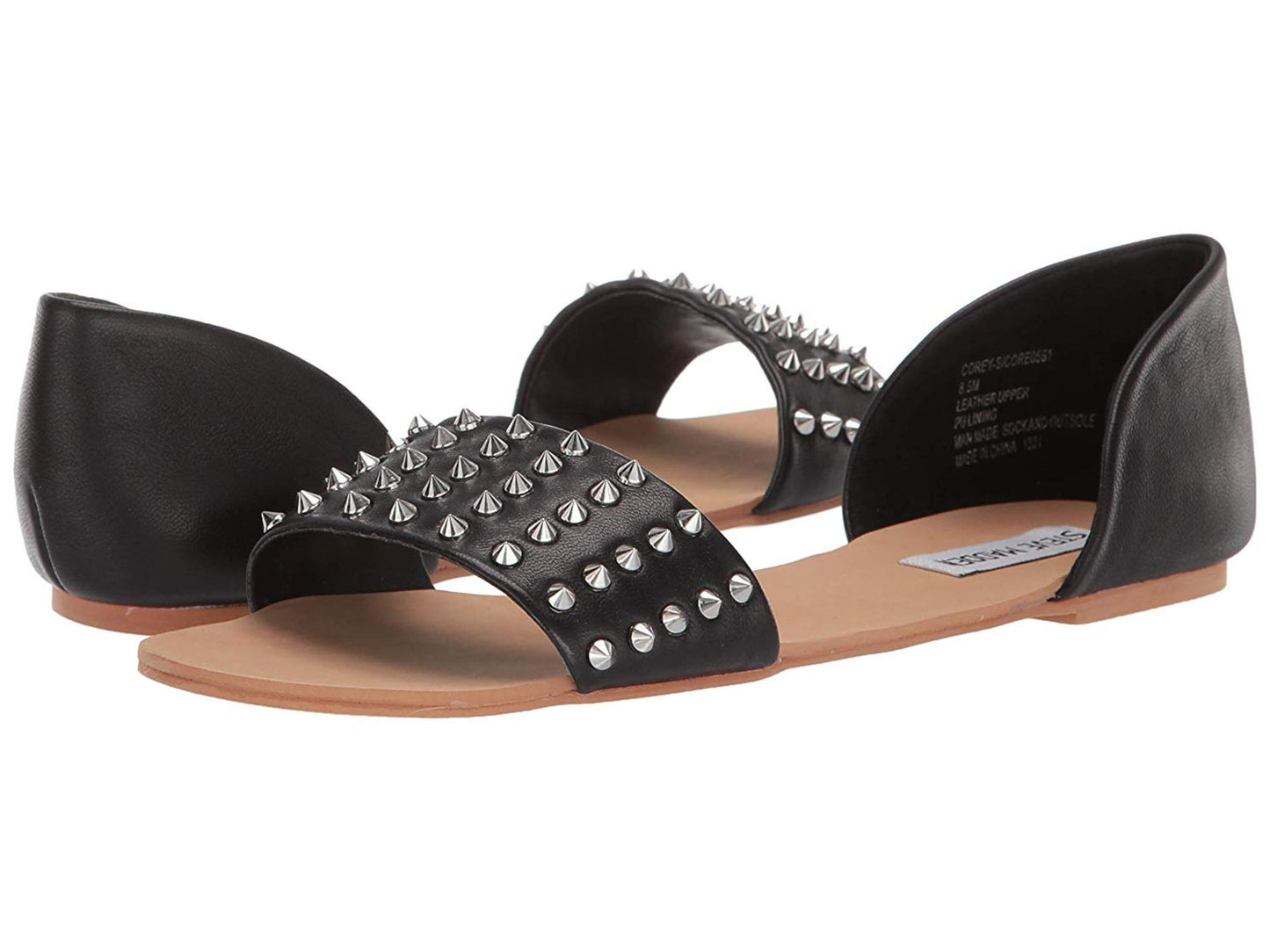 Sandália rasteira feminina Steven Madden Corey-S preta tamanho 9,5