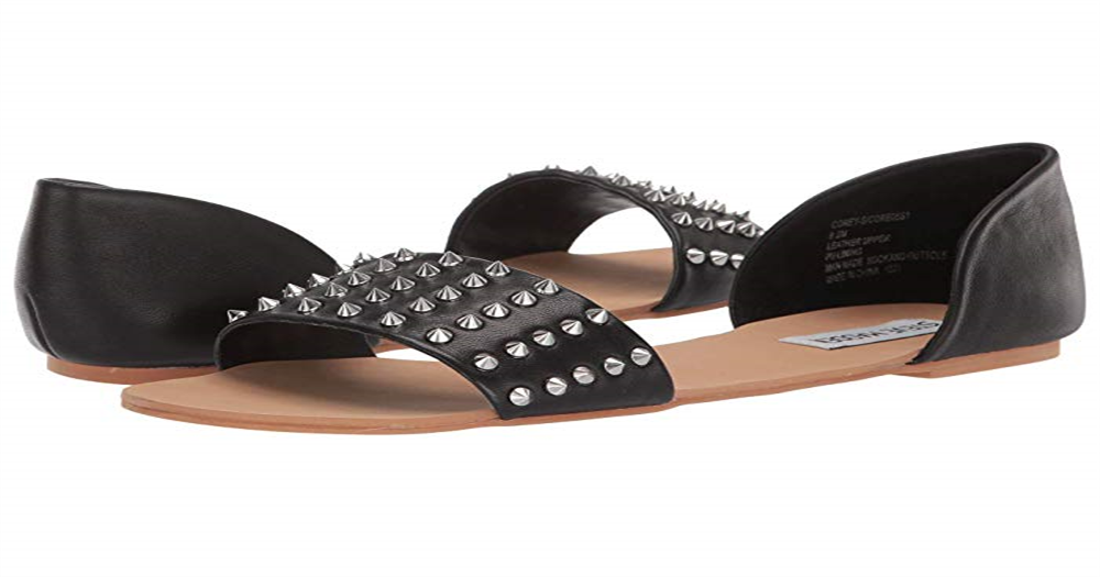 Sandália rasteira feminina Steven Madden Corey-S preta tamanho 9,5