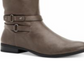Botas de montaria femininas Kindell de couro sintético com bico redondo, tamanho 9,5 m, cinza escuro