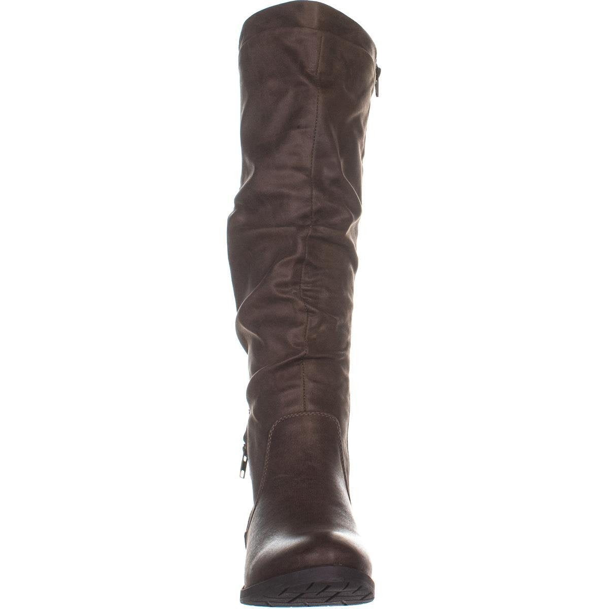 Botas femininas Baretraps Yulissa Almond Toe Knee High Fashion Brown Tamanho 6,5 M