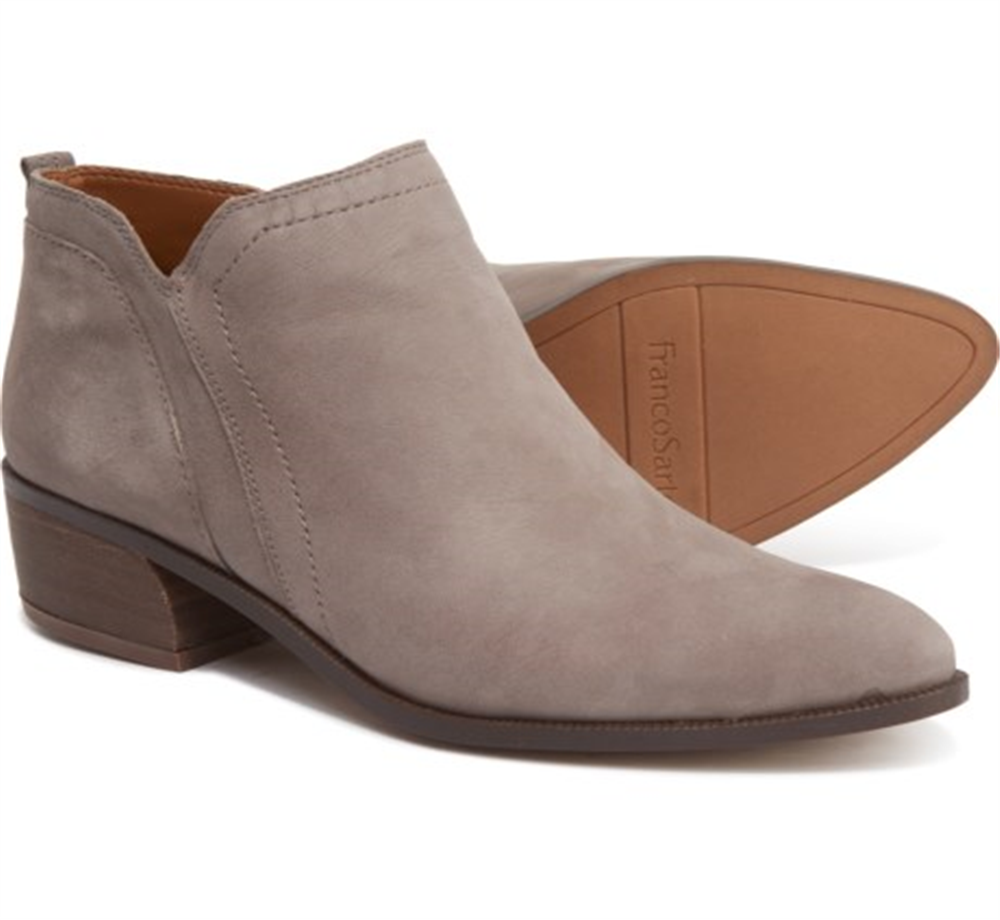 Franco Sarto Botas femininas de couro com zíper e salto bloco Laslo em camurça rica, cinza, tamanho 7 M
