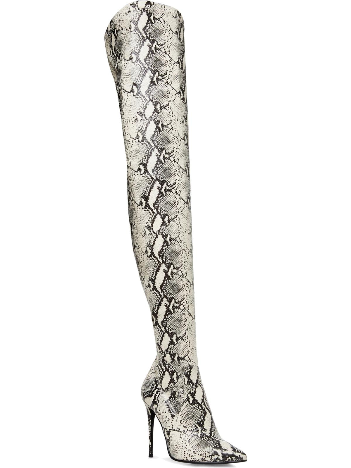 Botas femininas Steven Madden Dominique acima do joelho, tamanho 6,5 M, cinza