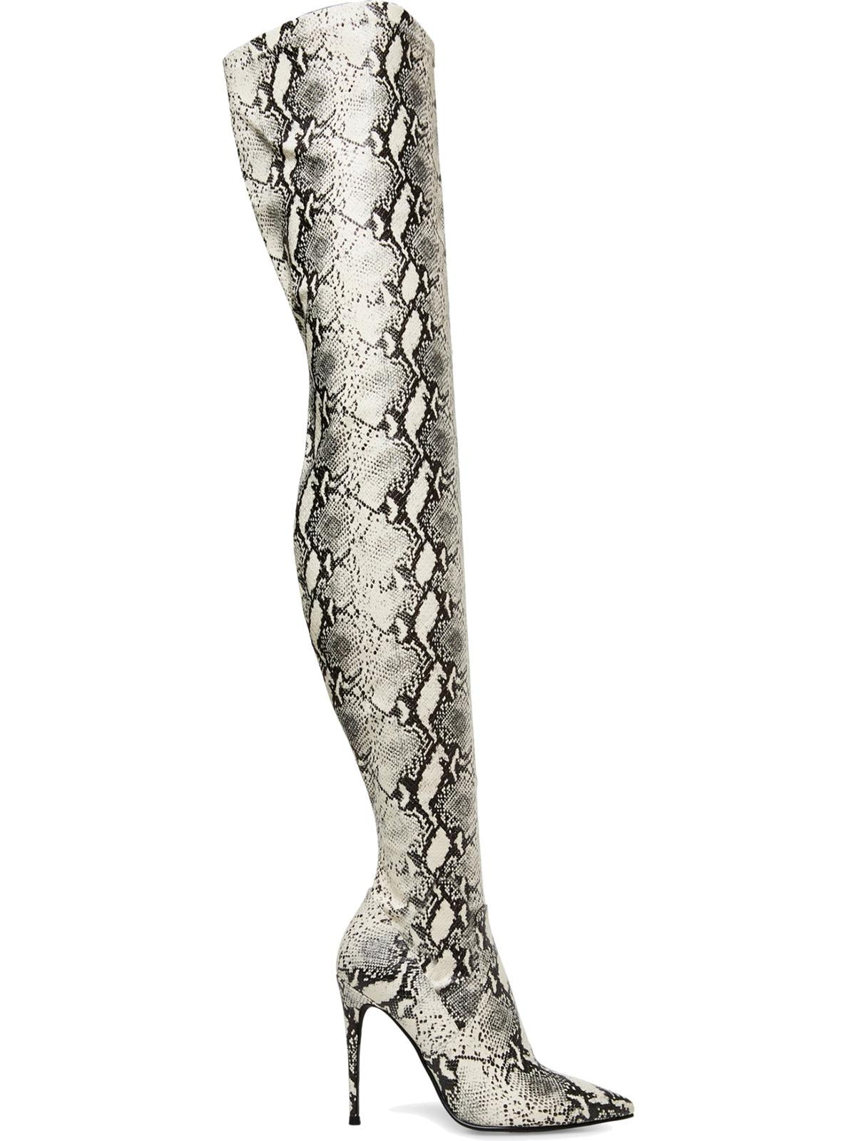 Botas femininas Steven Madden Dominique acima do joelho, tamanho 6,5 M, cinza