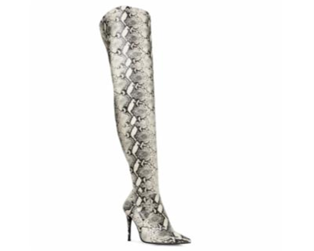 Botas femininas Steven Madden Dominique acima do joelho, tamanho 6,5 M, cinza