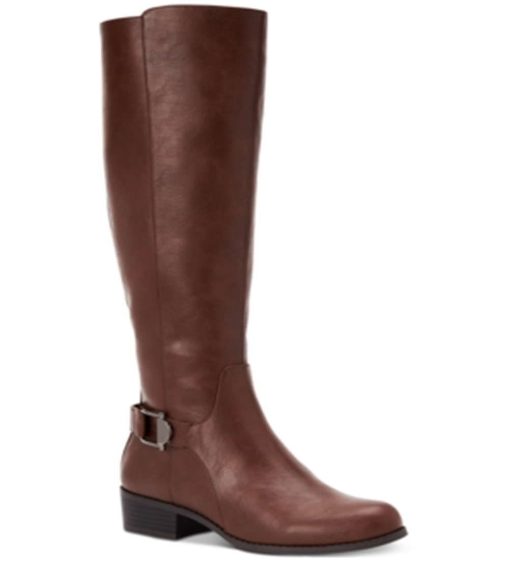 Botas de montaria femininas Alfani Kallumm Wide Calf em couro sintético, marrom, tamanho 9 M