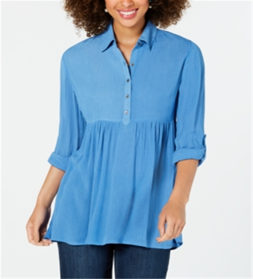 Camisa túnica babydoll feminina pequena Style &amp; Co - azul tamanho PP