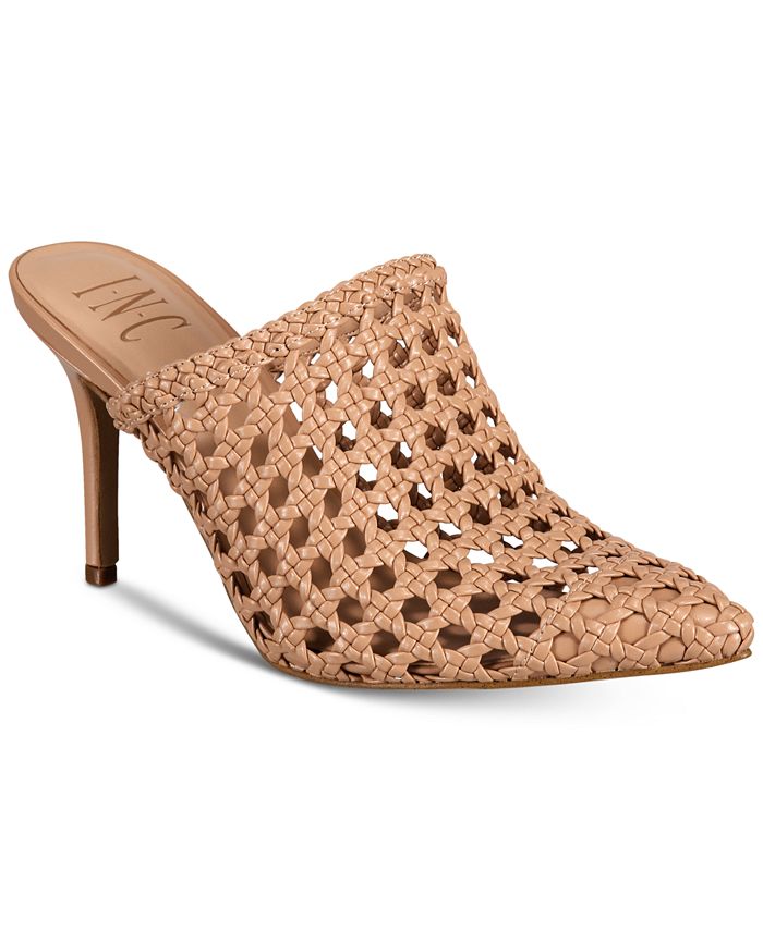 Mules de bico fino de couro sintético Celestia da INC International Concepts para mulheres, marrom, tamanho 9,5 M