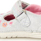 Sapato Mary Janes Floral Tonia T-Strap Stride Rite para Meninas, Prata, Tamanho 3 W