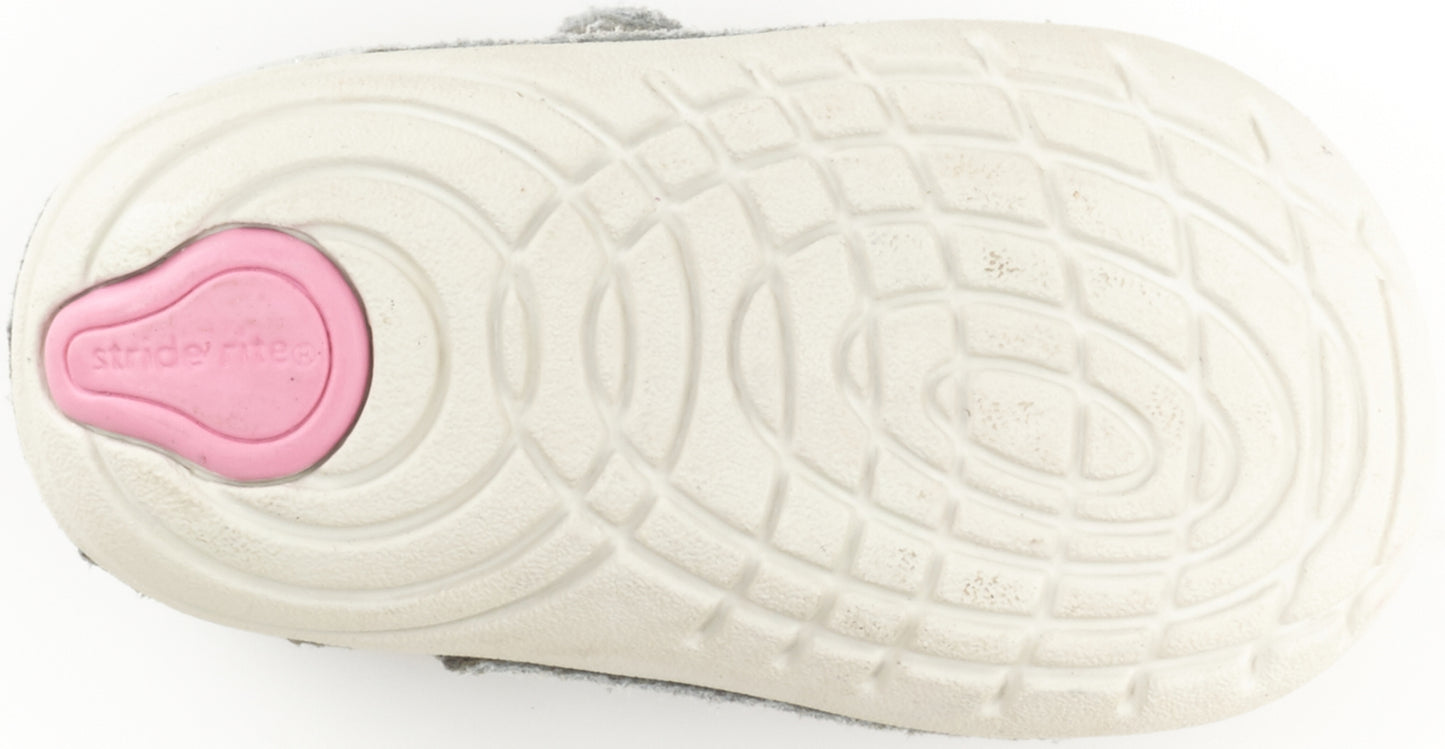 Sapato Mary Janes Floral Tonia T-Strap Stride Rite para Meninas, Prata, Tamanho 3 W