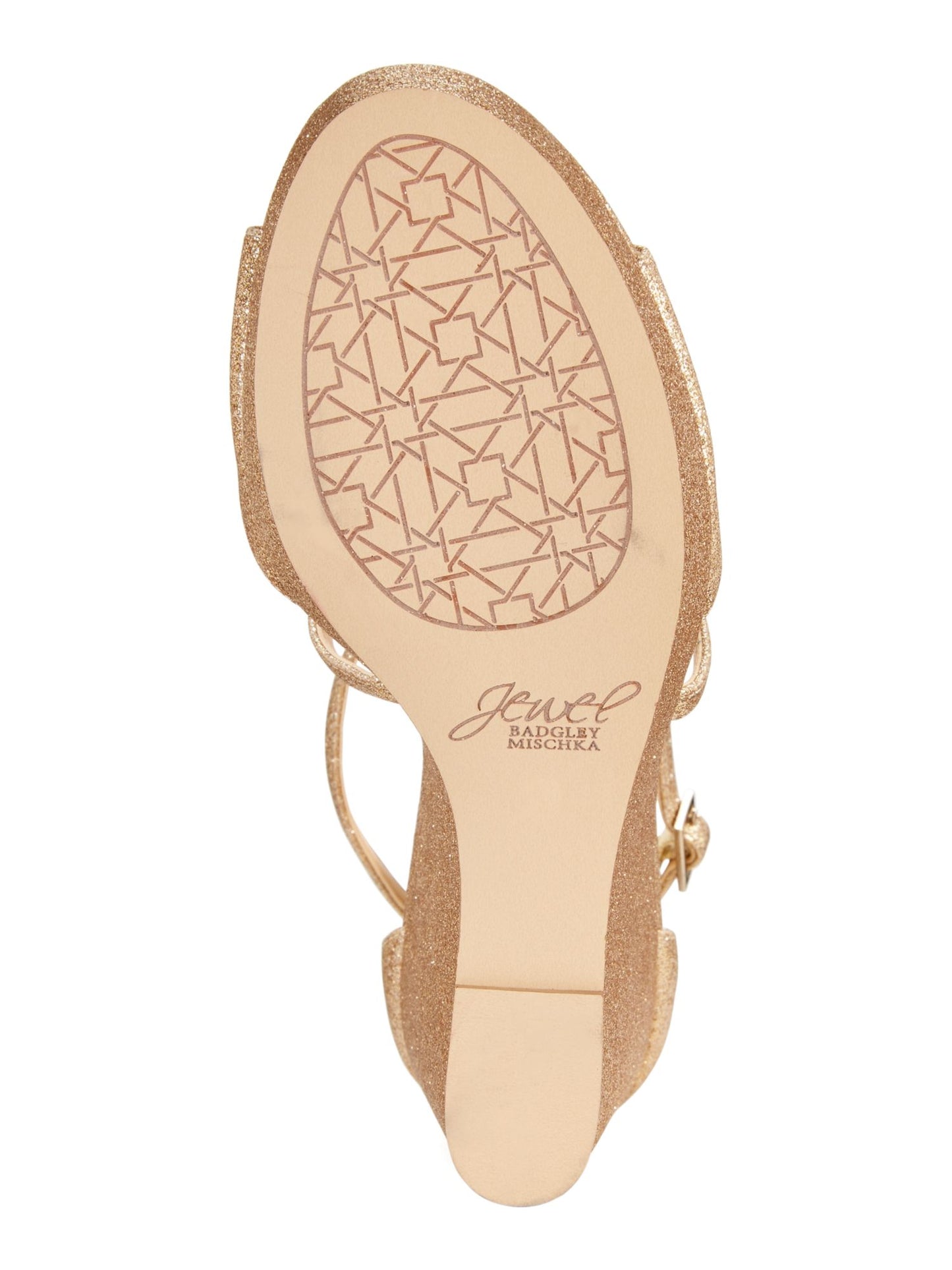 Sandália feminina Jewel Badgley Mischka, plataforma, tiras cruzadas, acolchoada, tira ajustável no tornozelo, bico redondo, fivela, tamanho 5,5 M