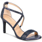Sandália feminina Thalia Sodi bico redondo salto agulha fivela azul 9 W