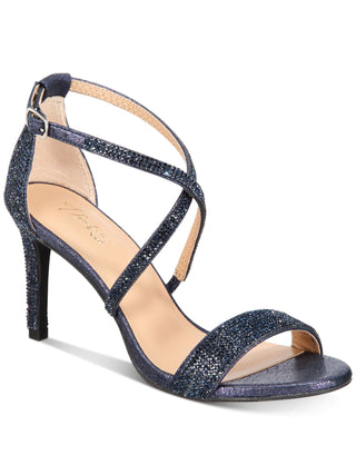 Sandália feminina Thalia Sodi bico redondo salto agulha fivela azul 9 W