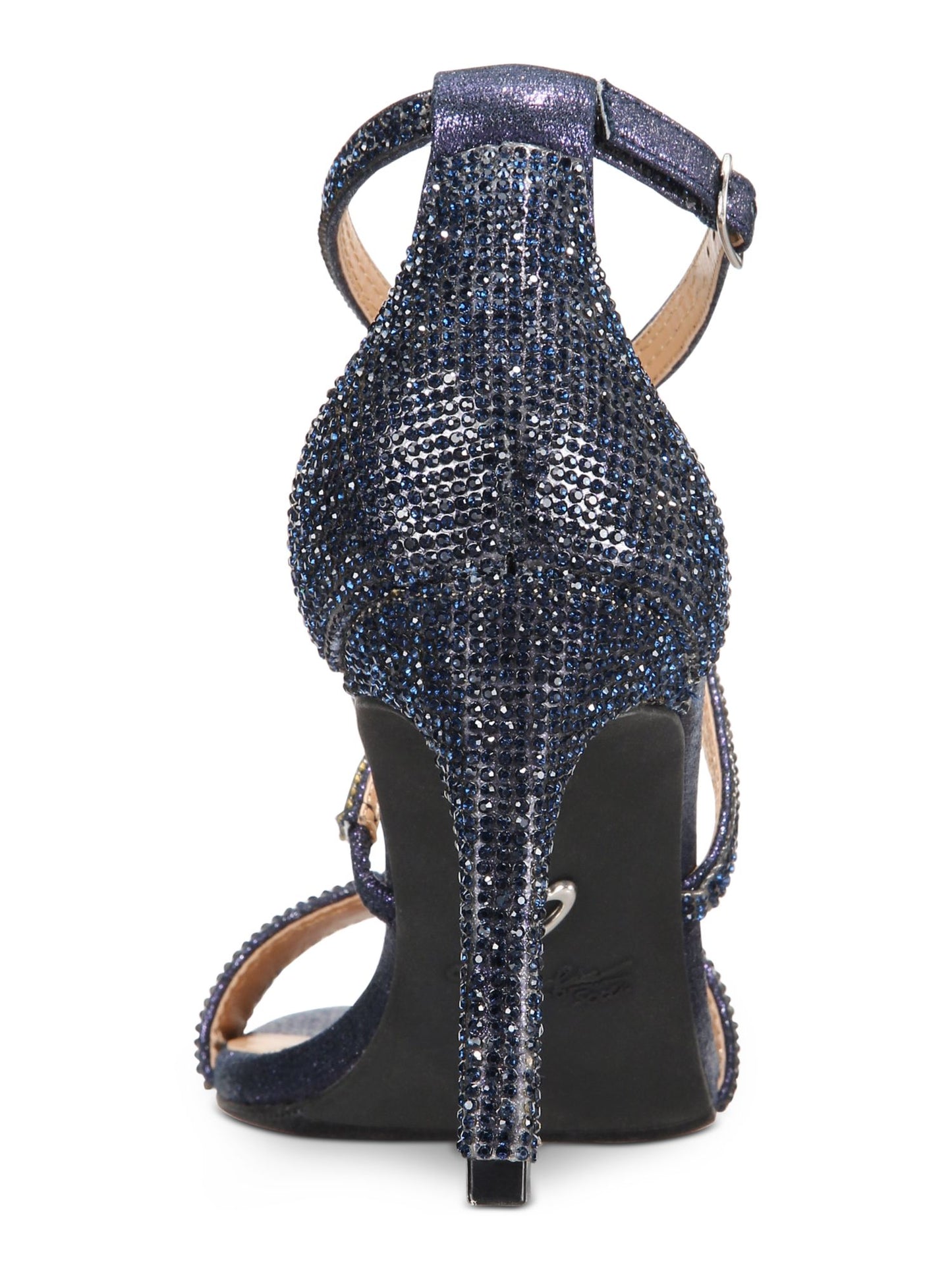 Sandália feminina Thalia Sodi bico redondo salto agulha fivela azul 9 W