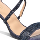Sandália feminina Thalia Sodi bico redondo salto agulha fivela azul 9 W