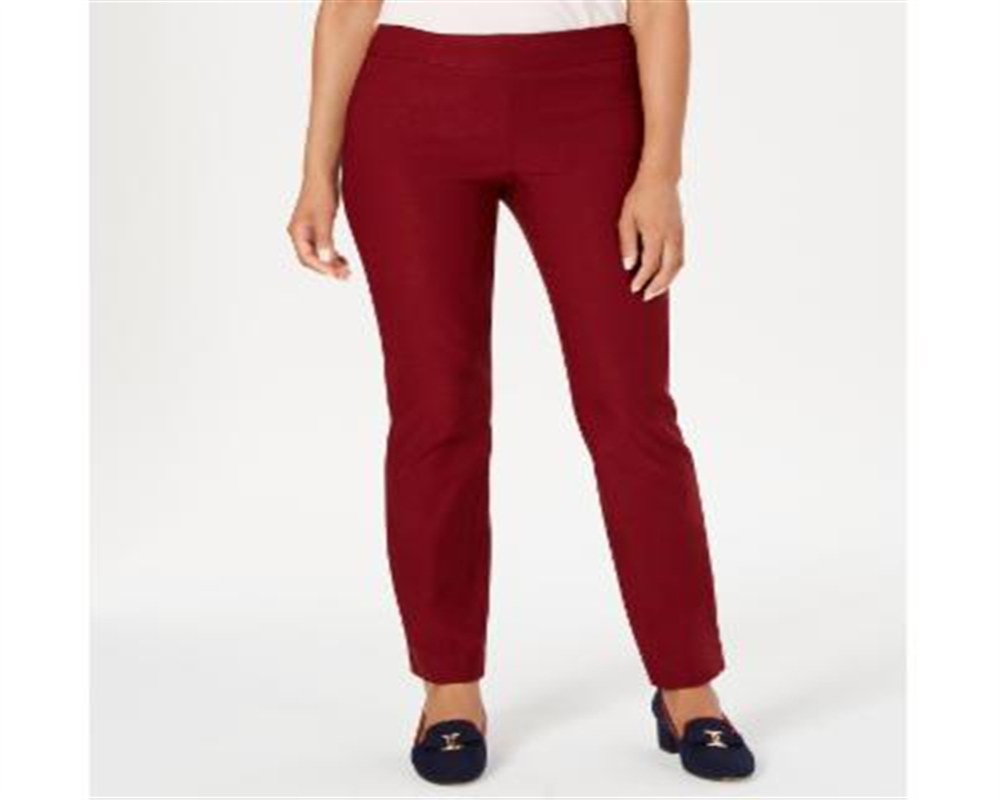 Calças femininas Charter Club Cambridge Skinny Pull-on com controle de barriga, tamanho 12, vermelhas
