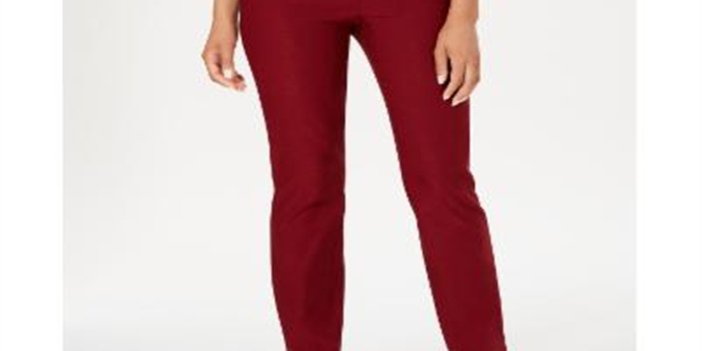 Calças femininas Charter Club Cambridge Skinny Pull-on com controle de barriga, tamanho 12, vermelhas