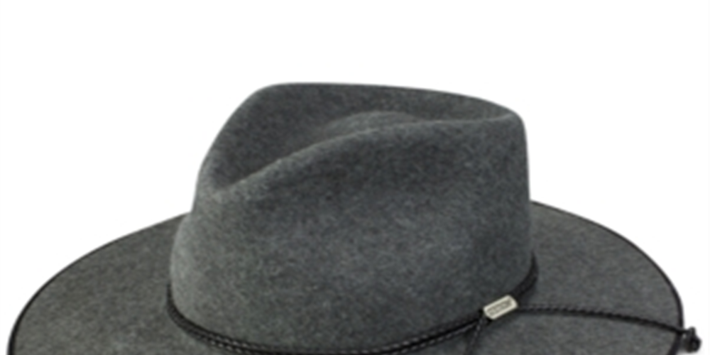 Chapéu de aba larga masculino Stetson, cinza, tamanho médio