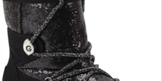 Gbg Guess Women's Logo Sparkle Insert Lace up Detail Cushioned Insulated Aylan Round Toe Snow Boots Black Size 6.5 M