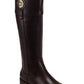 Tommy Hilfiger Imina Botas de montaria femininas de couro sintético até o joelho, marrom escuro, tamanho 5 M