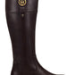 Tommy Hilfiger Imina Botas de montaria femininas de couro sintético até o joelho, marrom escuro, tamanho 5 M