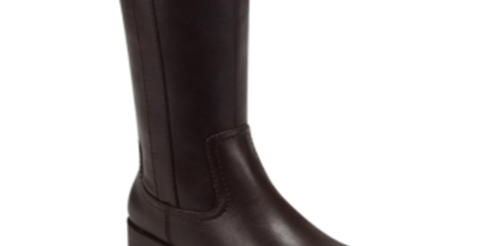 Tommy Hilfiger Imina Botas de montaria femininas de couro sintético até o joelho, marrom escuro, tamanho 5 M