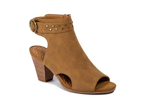 Bare Traps Salto Alto Feminino Reining Slingback Camurça Sintética Peep Toe Marrom Tamanho 5 M