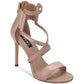 Sandálias femininas DKNY Lil Multi Leather Open Toe com tiras para ocasiões especiais, tamanho 9, ouro rosa