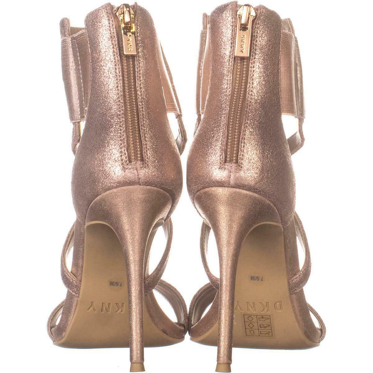 Sandálias femininas DKNY Lil Multi Leather Open Toe com tiras para ocasiões especiais, tamanho 9, ouro rosa