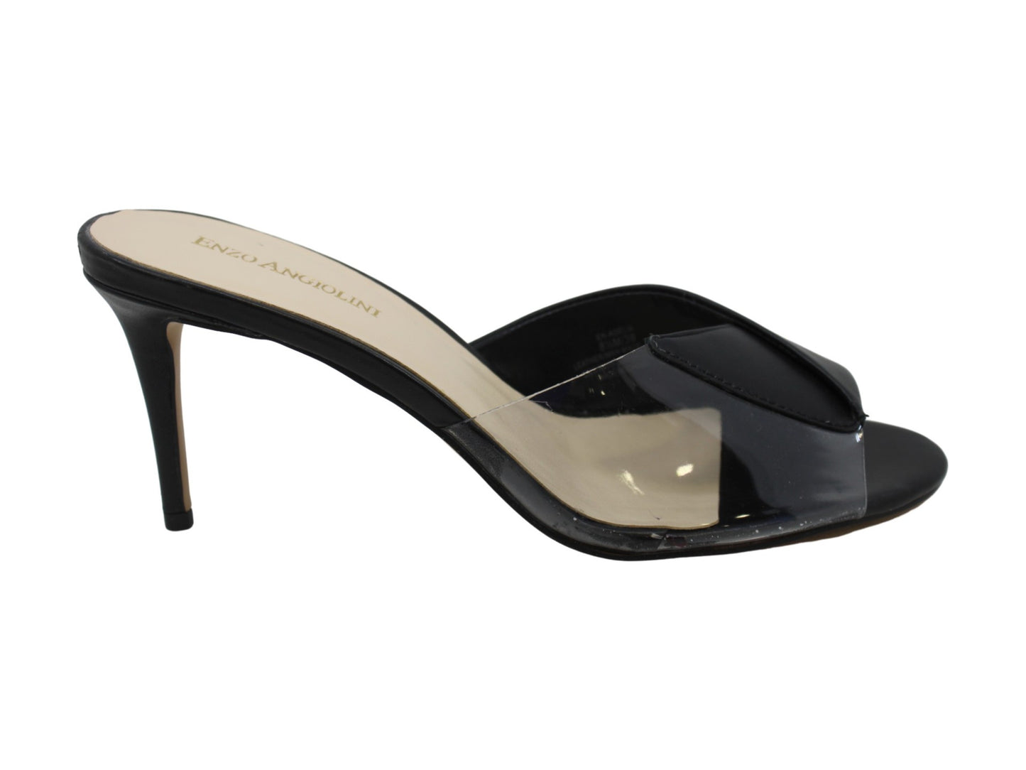 Sandálias femininas Enzo Angiolini Adelia de couro, peep toe, para ocasiões especiais, pretas, tamanho 8,5 M