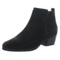 Botas de couro femininas Aqua College com bico redondo e salto bloco, zíper, pretas, tamanho 5,5 M